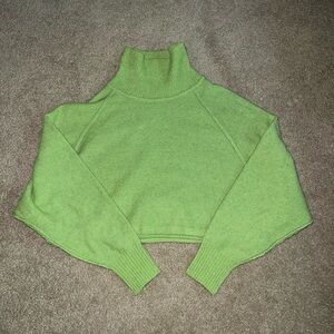Urban Outfitters Green Crop Mock Turtleneck Sweater